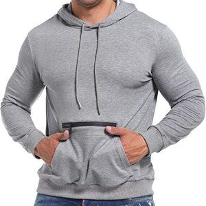 Men's Fashion Hoodies Long Sleeve Summer Grey Size S